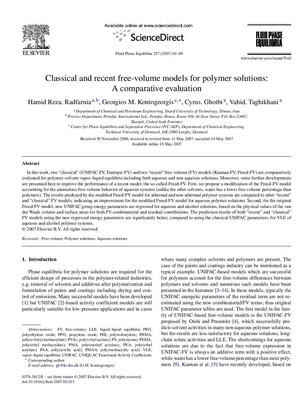 Classical and recent free-volume models for polymer solutions: A comparative evaluation