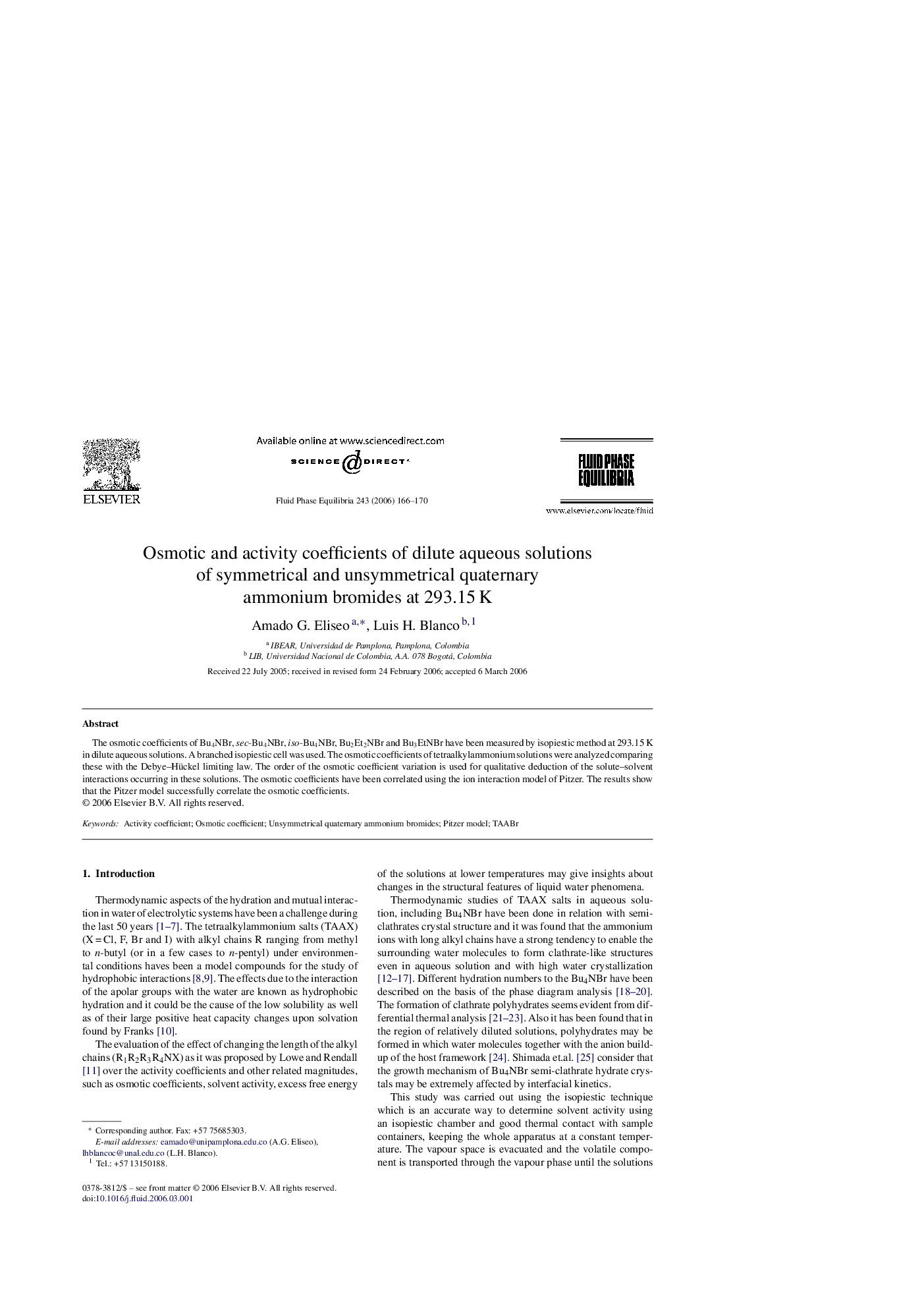 Osmotic and activity coefficients of dilute aqueous solutions of symmetrical and unsymmetrical quaternary ammonium bromides at 293.15 K