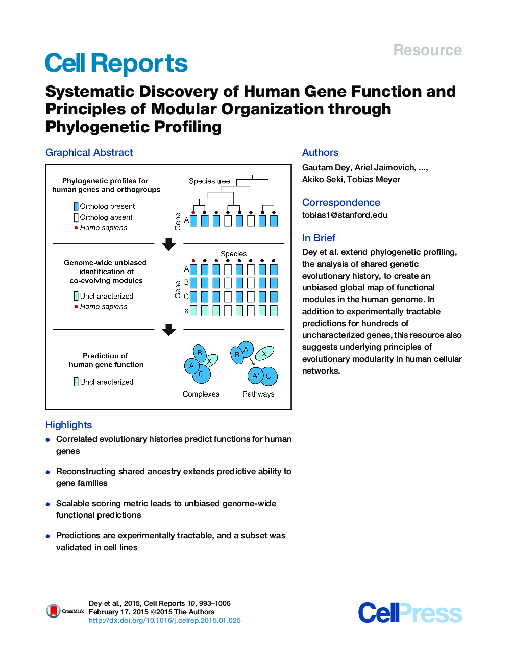 Systematic Discovery of Human Gene Function and Principles of Modular Organization through Phylogenetic Profiling 