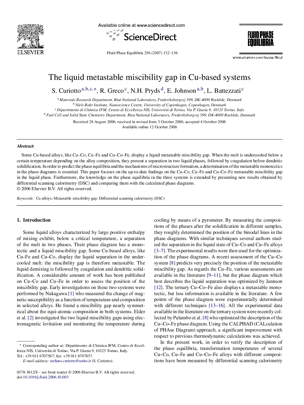 The liquid metastable miscibility gap in Cu-based systems