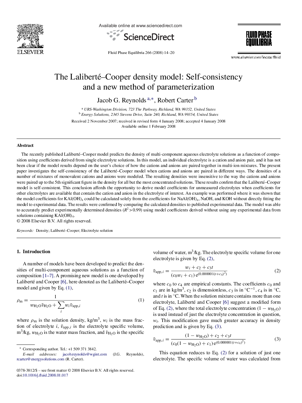 The Laliberté–Cooper density model: Self-consistency and a new method of parameterization