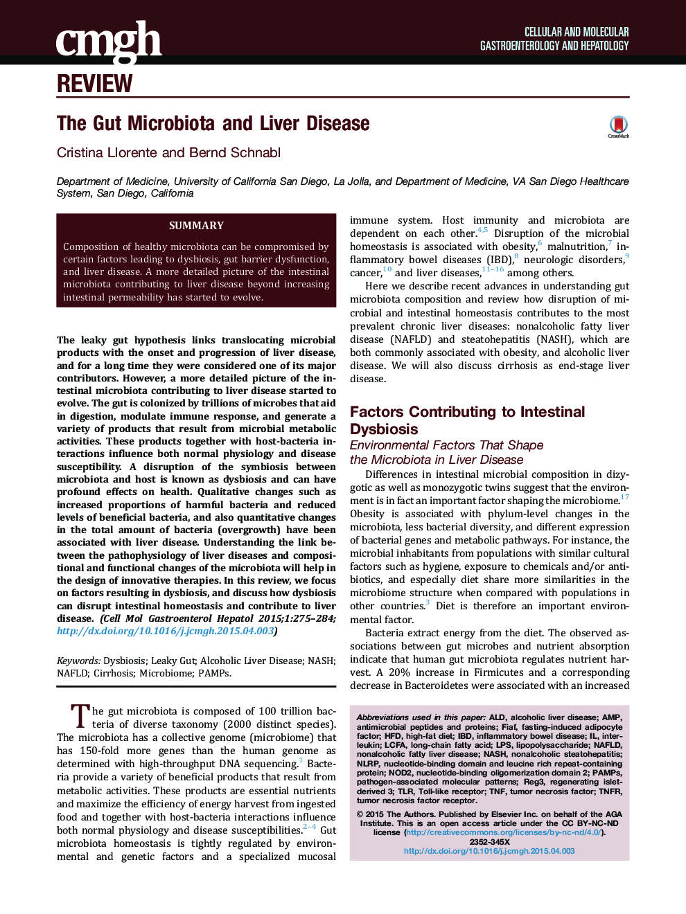 The Gut Microbiota and Liver Disease 