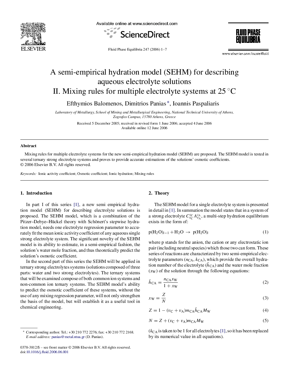 A semi-empirical hydration model (SEHM) for describing aqueous electrolyte solutions: II. Mixing rules for multiple electrolyte systems at 25 °C