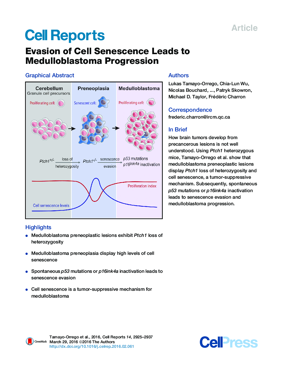 Evasion of Cell Senescence Leads to Medulloblastoma Progression 