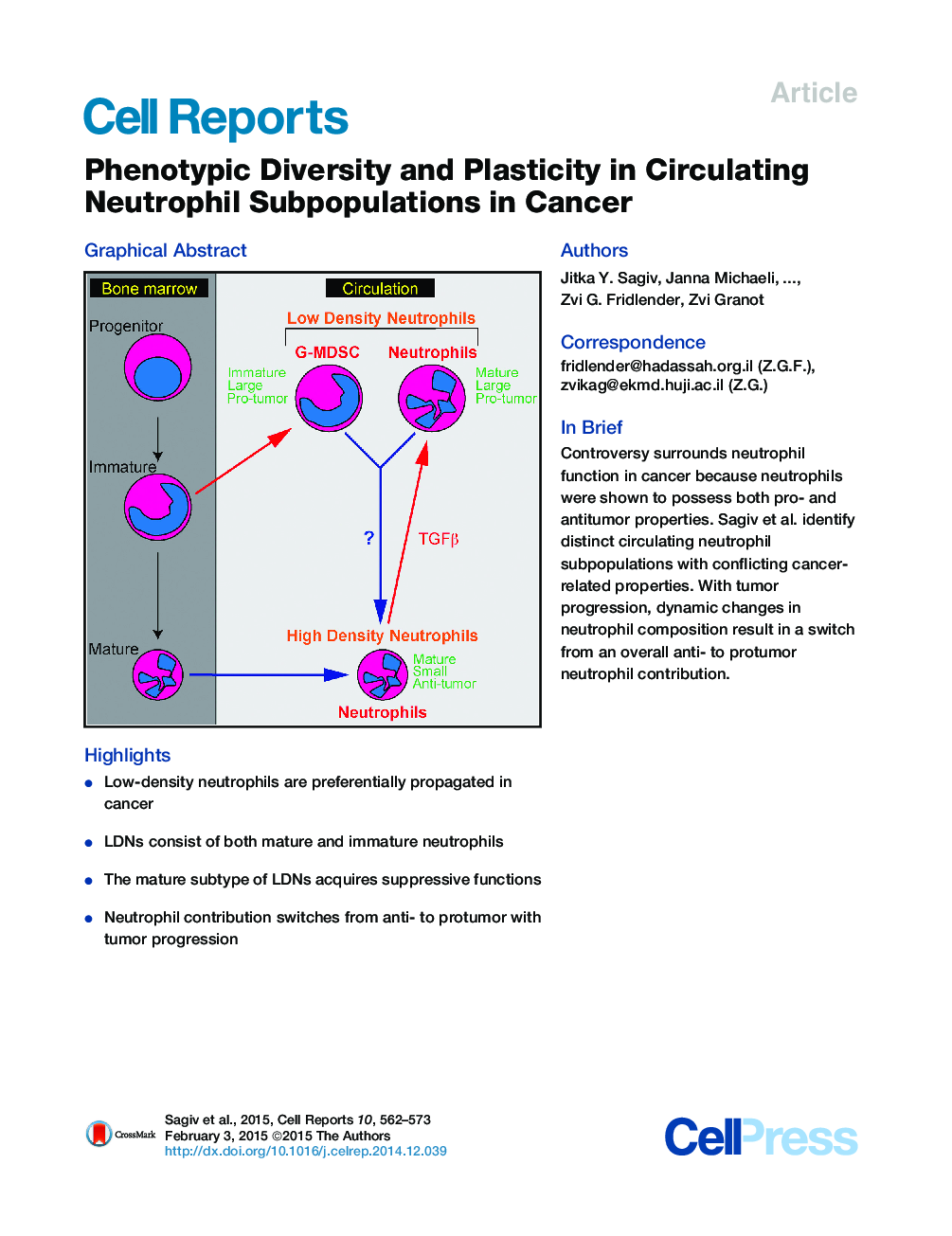 Phenotypic Diversity and Plasticity in Circulating Neutrophil Subpopulations in Cancer 