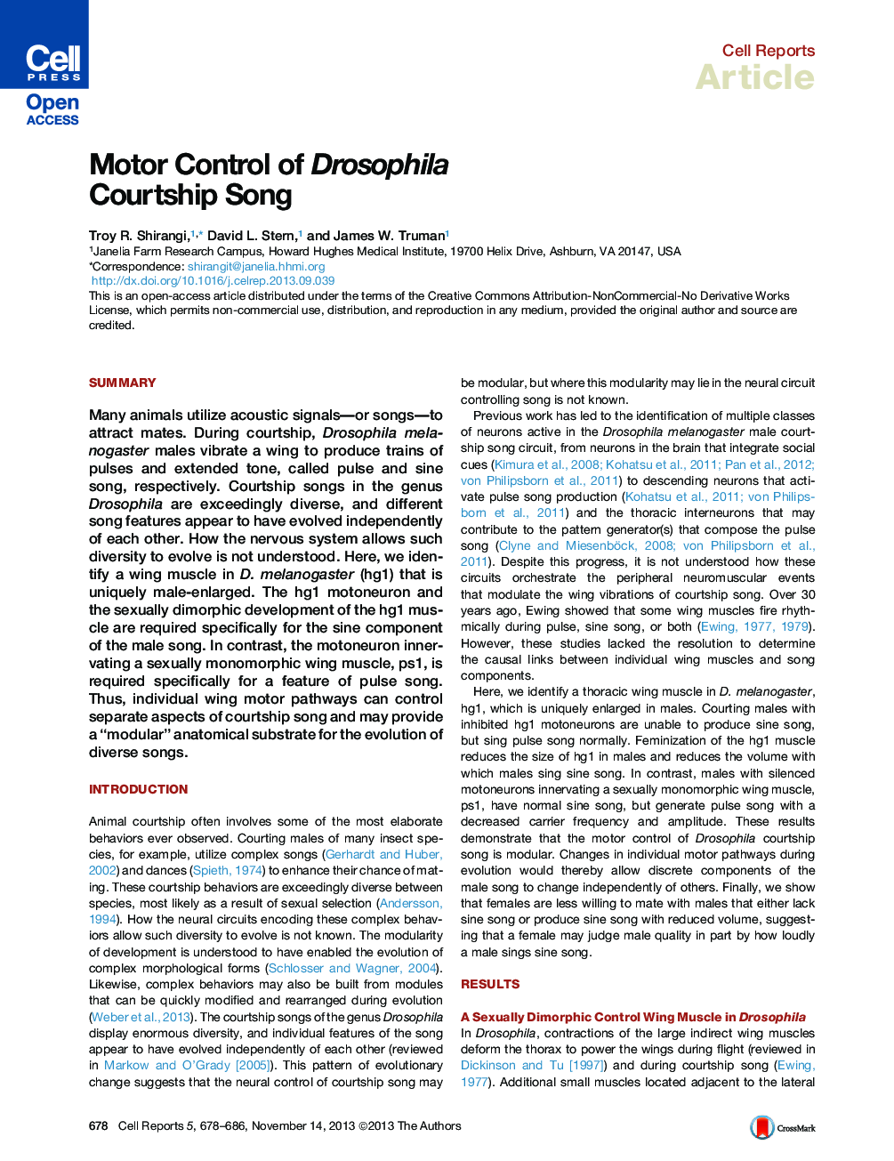 Motor Control of Drosophila Courtship Song 