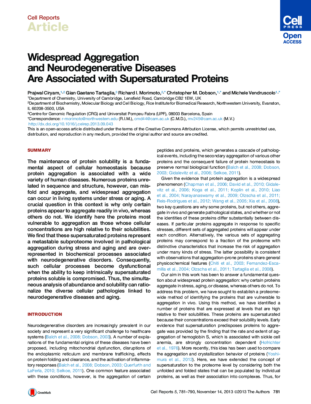 Widespread Aggregation and Neurodegenerative Diseases Are Associated with Supersaturated Proteins 