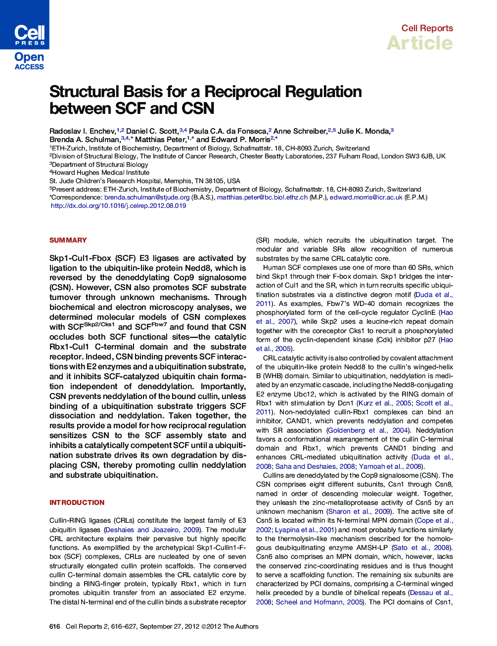 Structural Basis for a Reciprocal Regulation between SCF and CSN