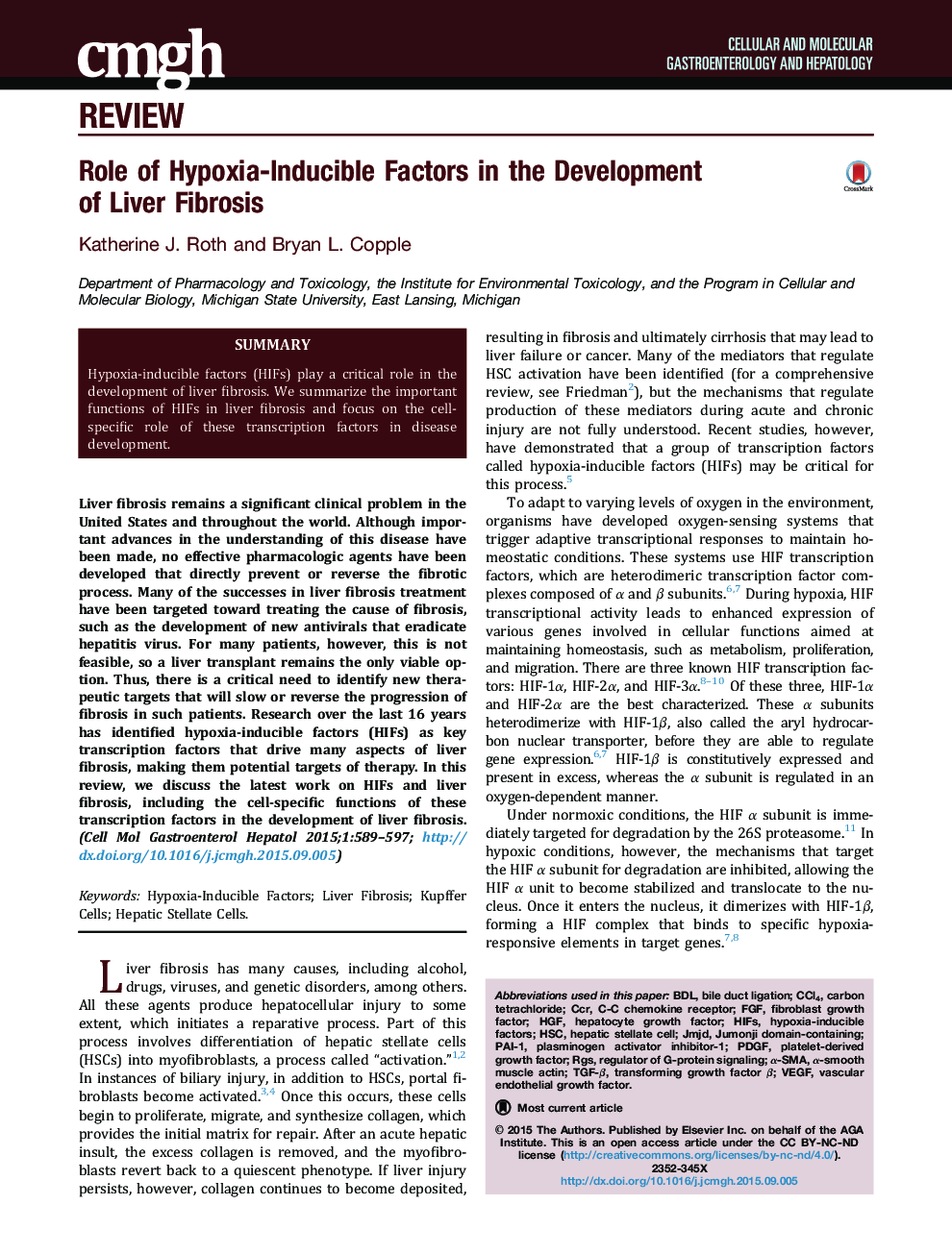 Role of Hypoxia-Inducible Factors in the Development of Liver Fibrosis 