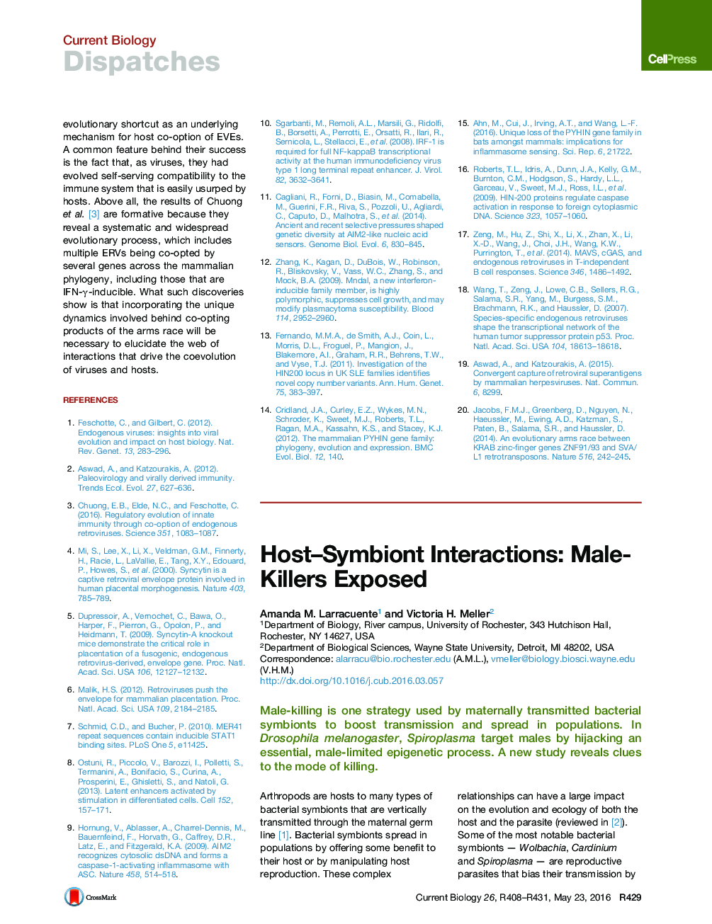 Host–Symbiont Interactions: Male-Killers Exposed