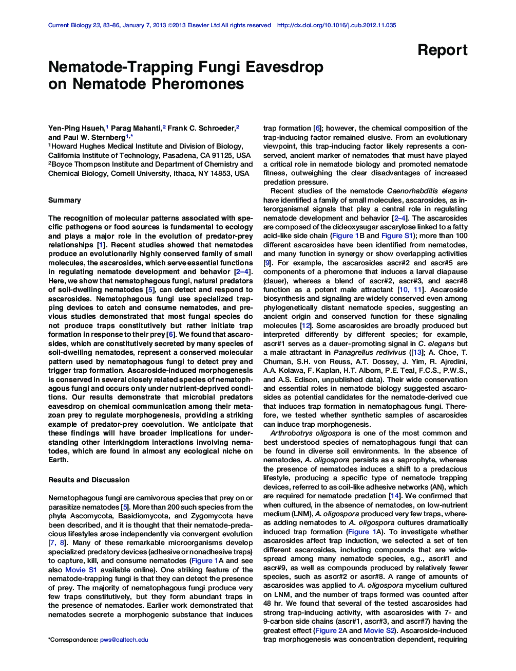 Nematode-Trapping Fungi Eavesdrop on Nematode Pheromones