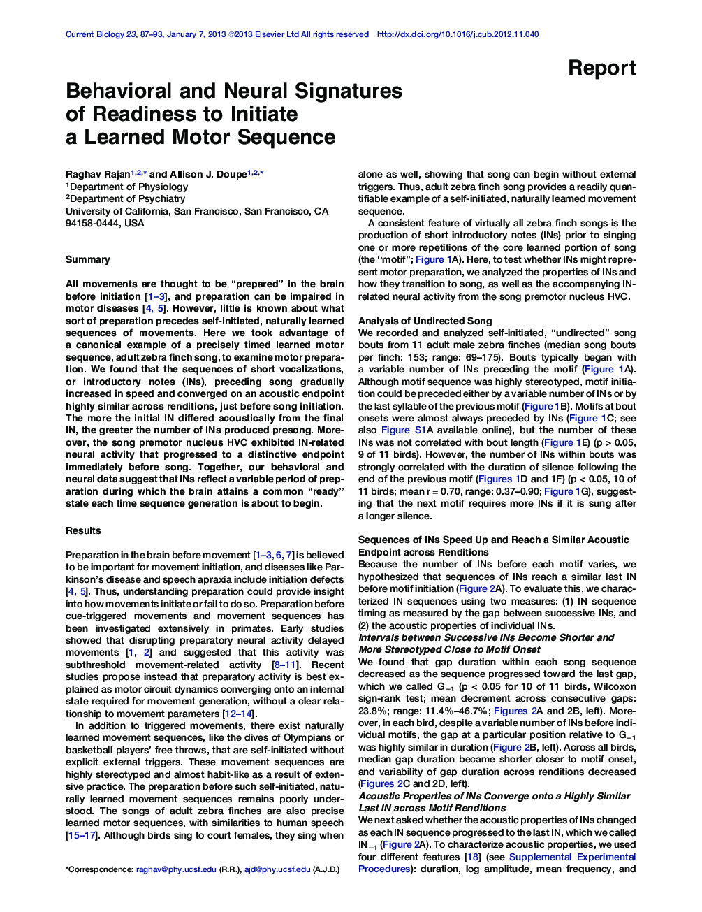 Behavioral and Neural Signatures of Readiness to Initiate a Learned Motor Sequence