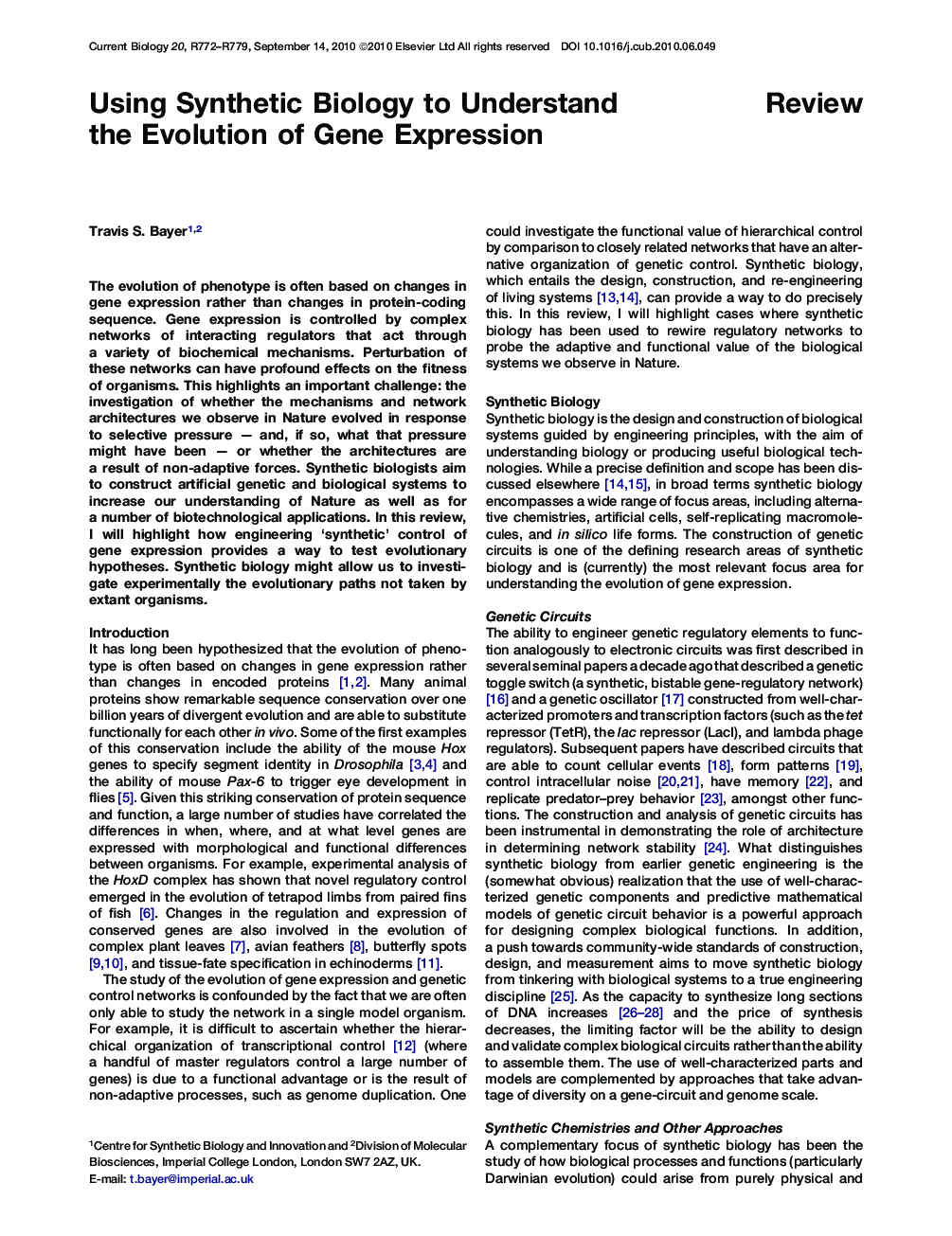 Using Synthetic Biology to Understand the Evolution of Gene Expression