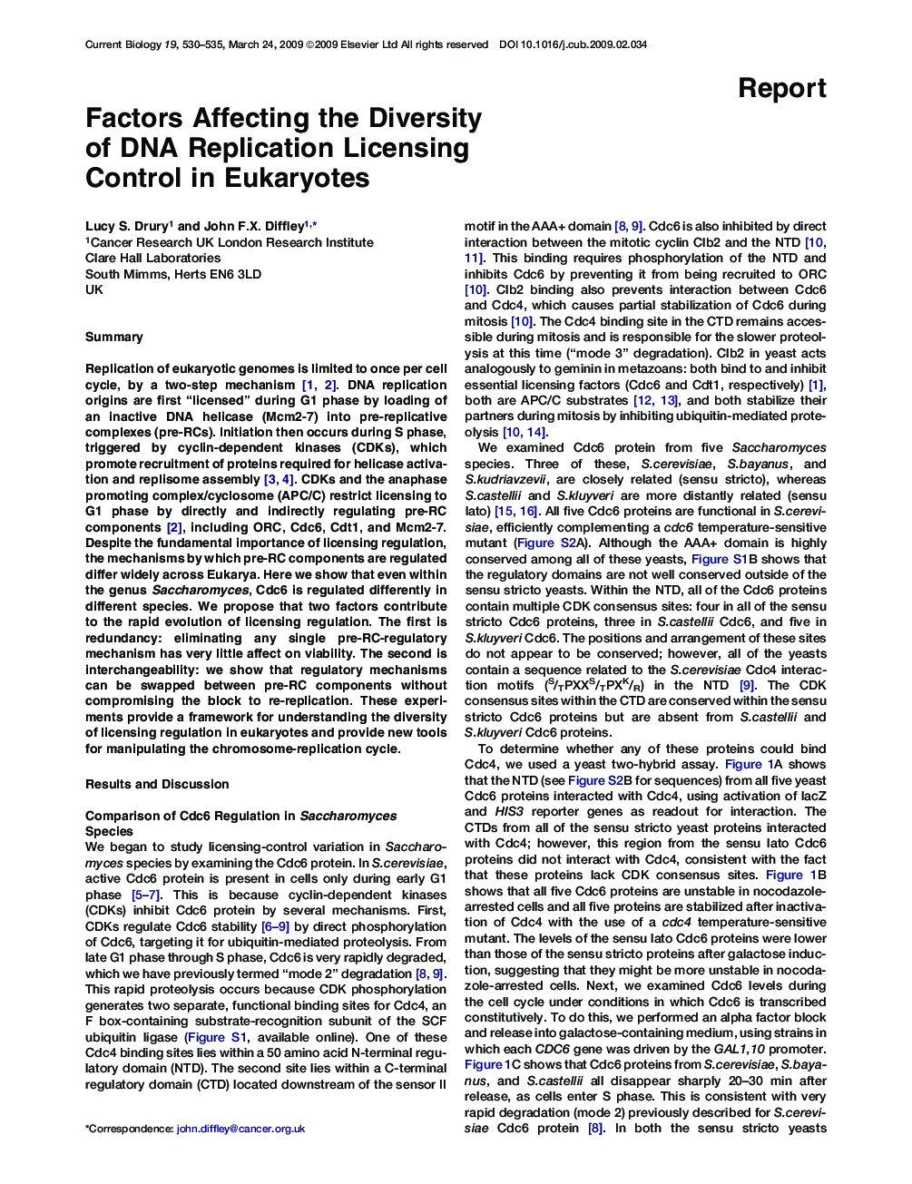 Factors Affecting the Diversity of DNA Replication Licensing Control in Eukaryotes