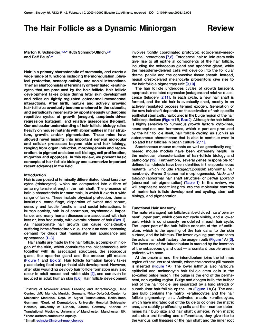 The Hair Follicle as a Dynamic Miniorgan