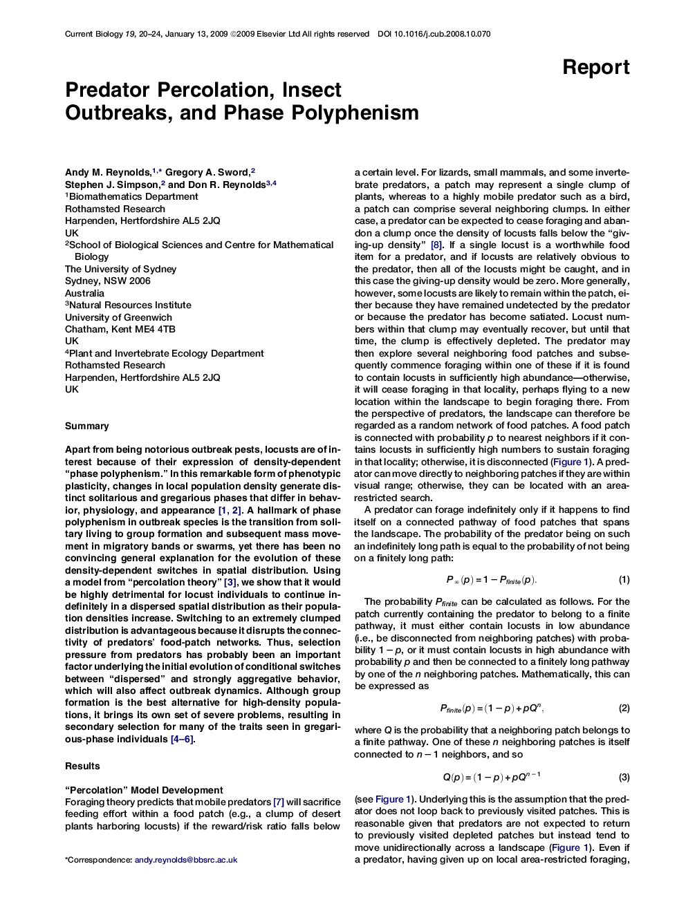 Predator Percolation, Insect Outbreaks, and Phase Polyphenism