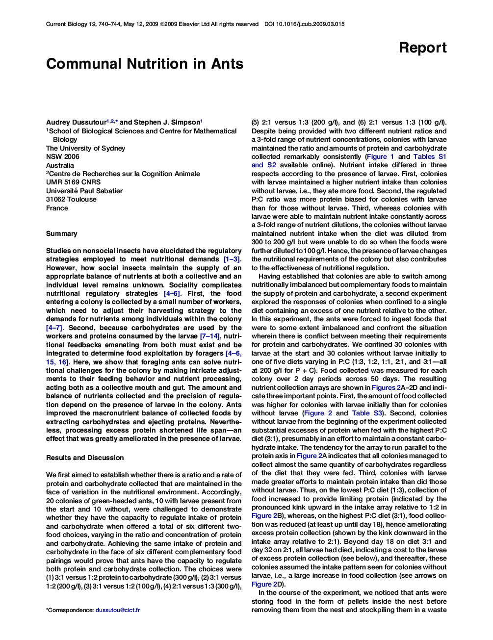 عکس صفحه اول مقاله: Communal Nutrition in Ants Communal Nutrition in Ants