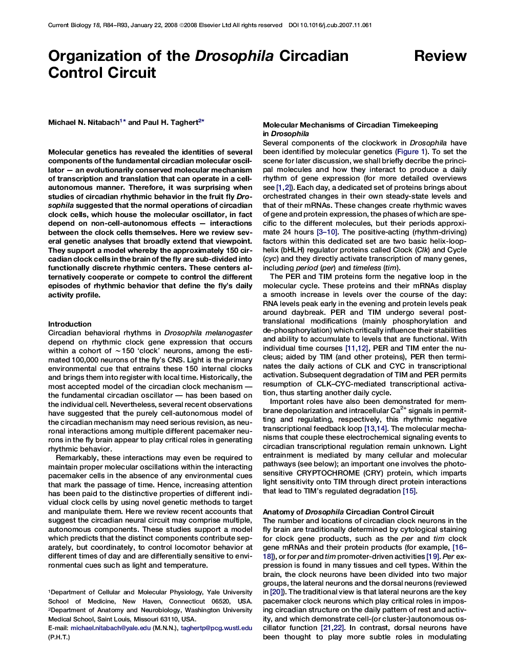 عکس صفحه اول مقاله: Organization of the Drosophila Circadian Control Circuit Organization of the Drosophila Circadian Control Circuit