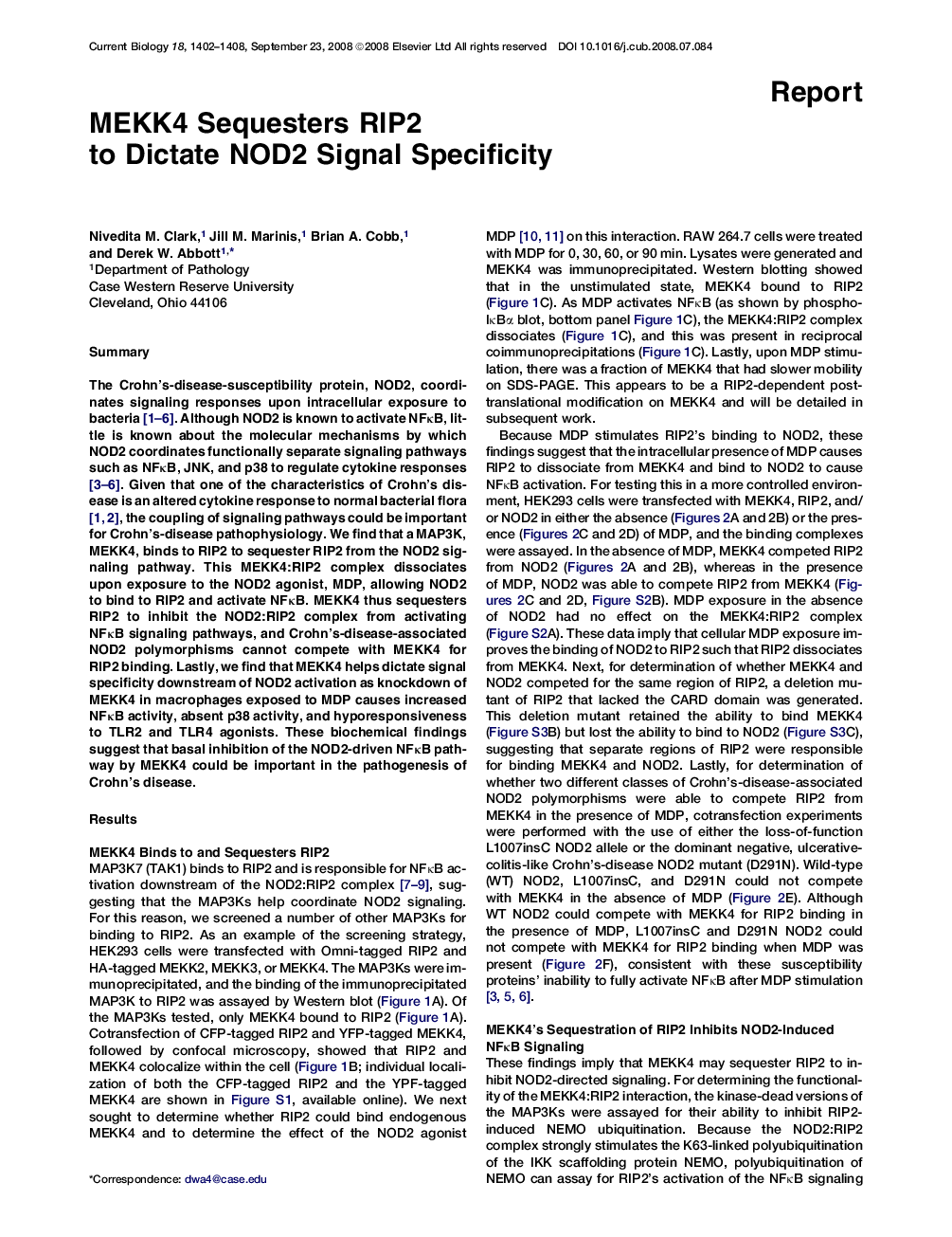 MEKK4 Sequesters RIP2 to Dictate NOD2 Signal Specificity