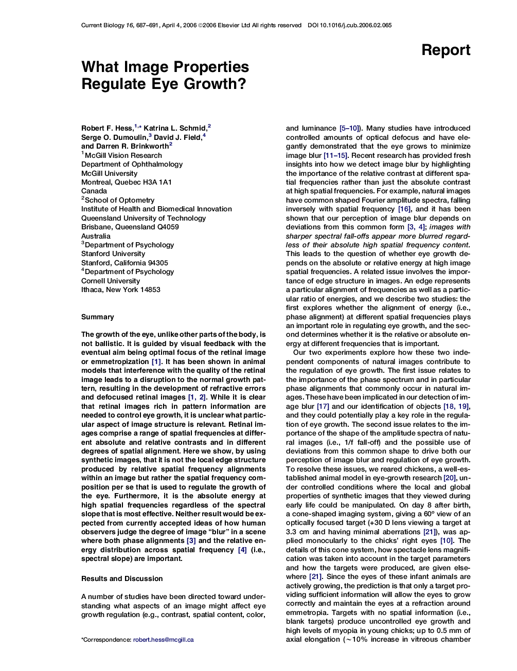 What Image Properties Regulate Eye Growth?