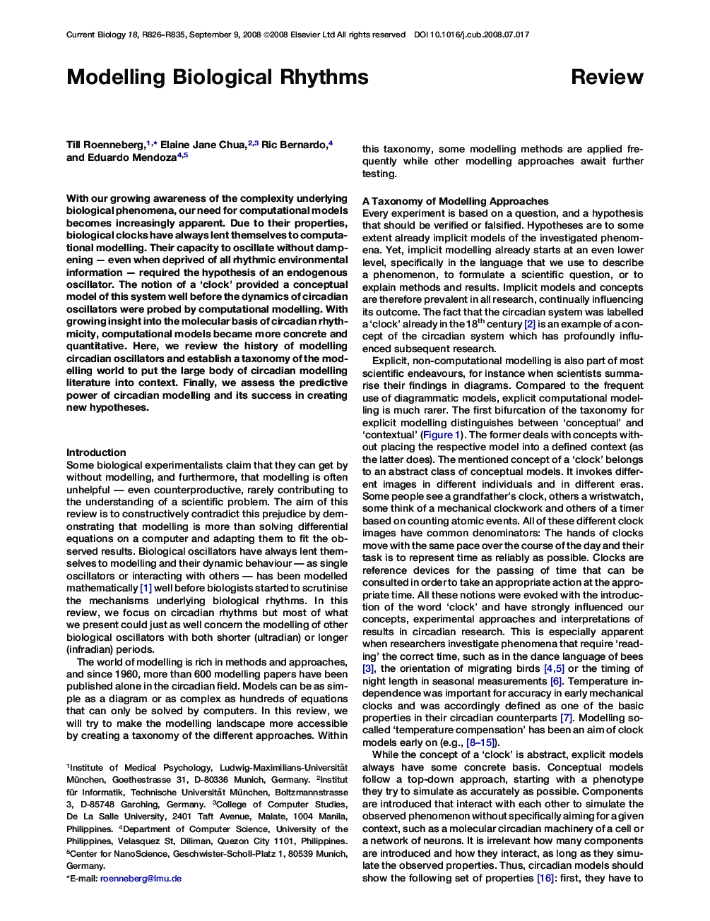 عکس صفحه اول مقاله: Modelling Biological Rhythms Modelling Biological Rhythms