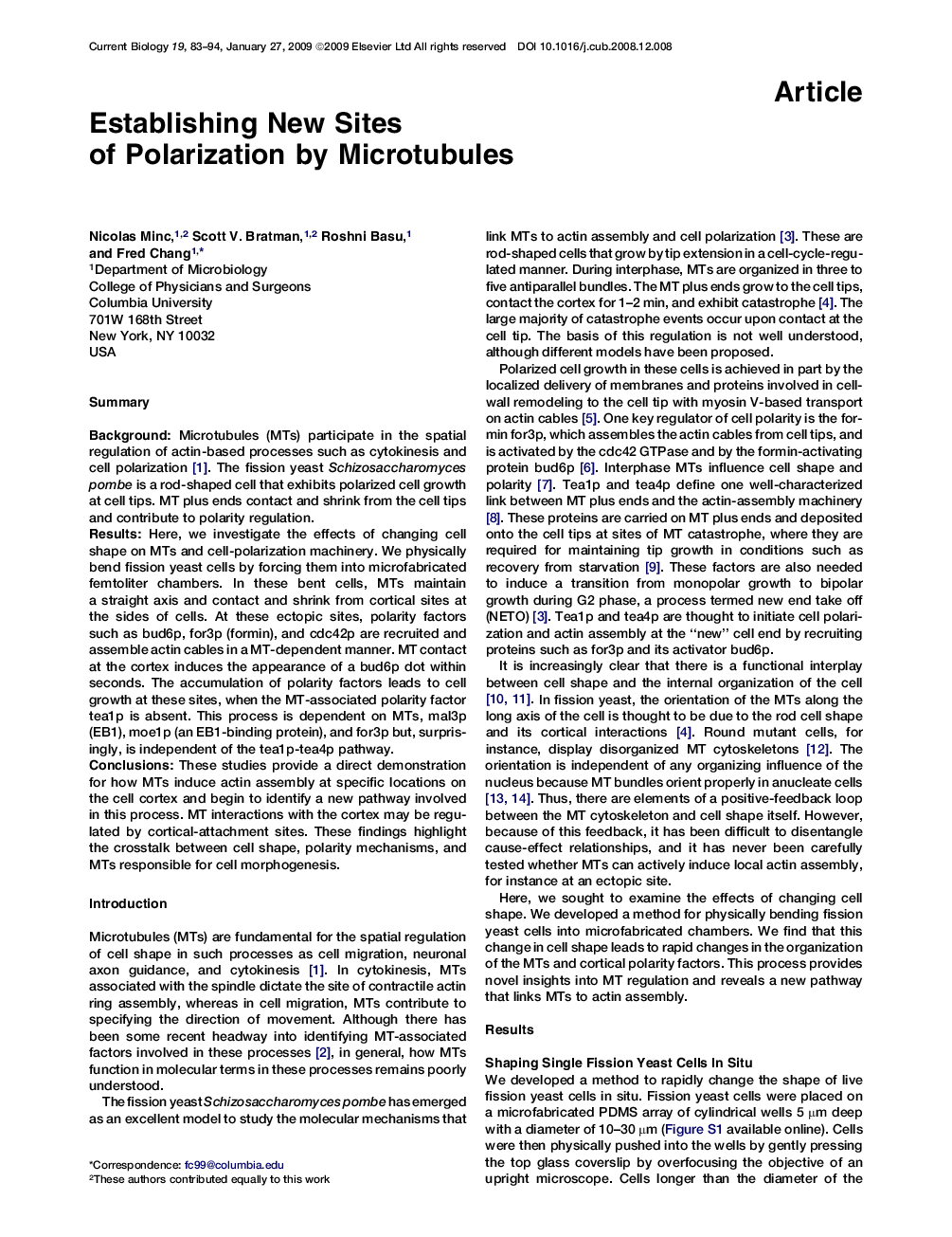 Establishing New Sites of Polarization by Microtubules