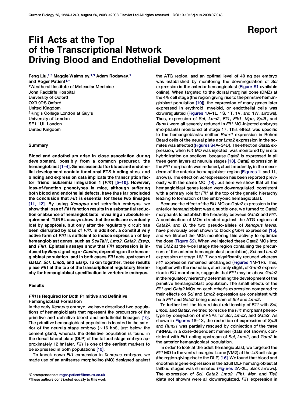 عکس صفحه اول مقاله: Fli1 Acts at the Top of the Transcriptional Network Driving Blood and Endothelial Development Fli1 Acts at the Top of the Transcriptional Network Driving Blood and Endothelial Development