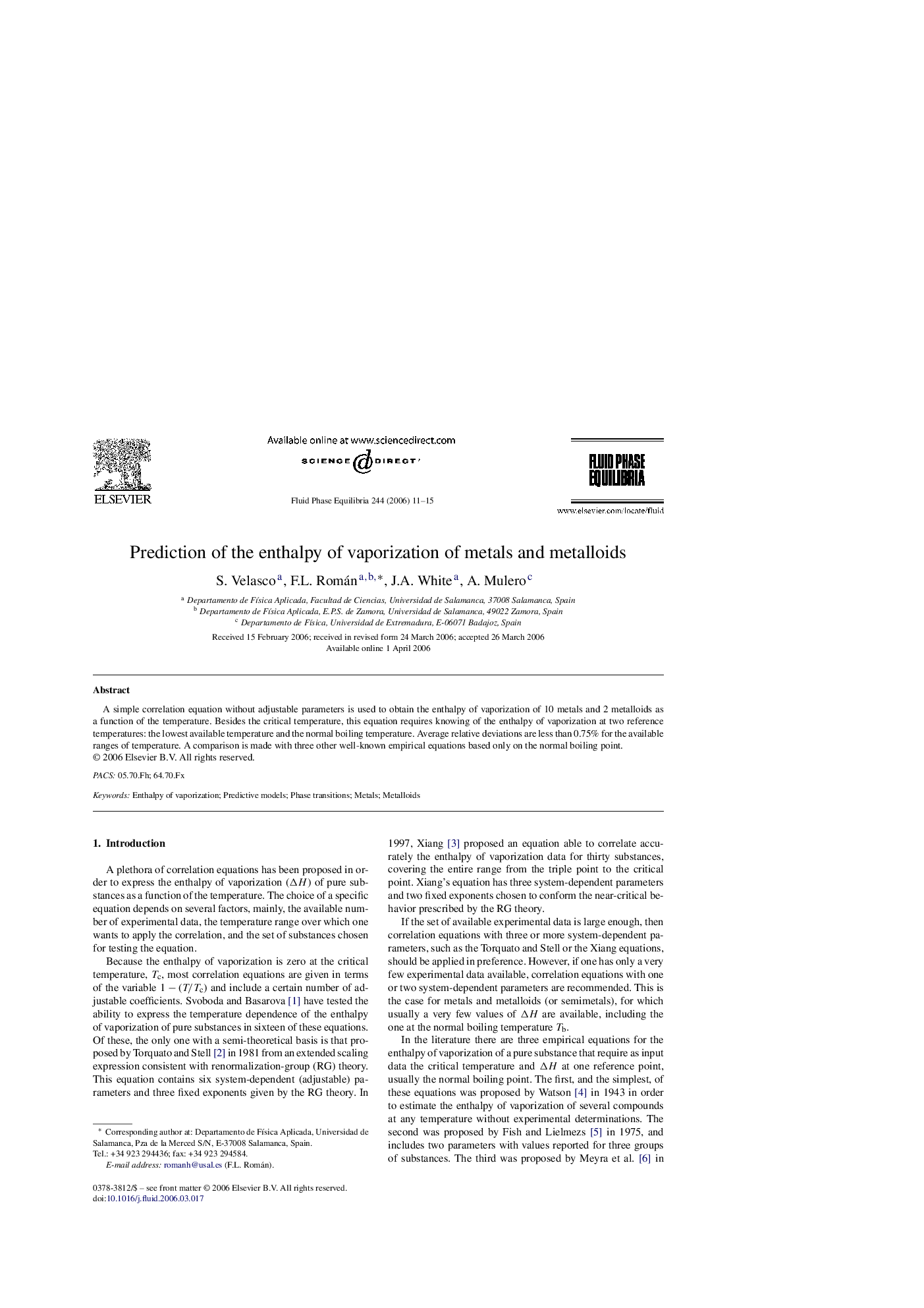 Prediction of the enthalpy of vaporization of metals and metalloids