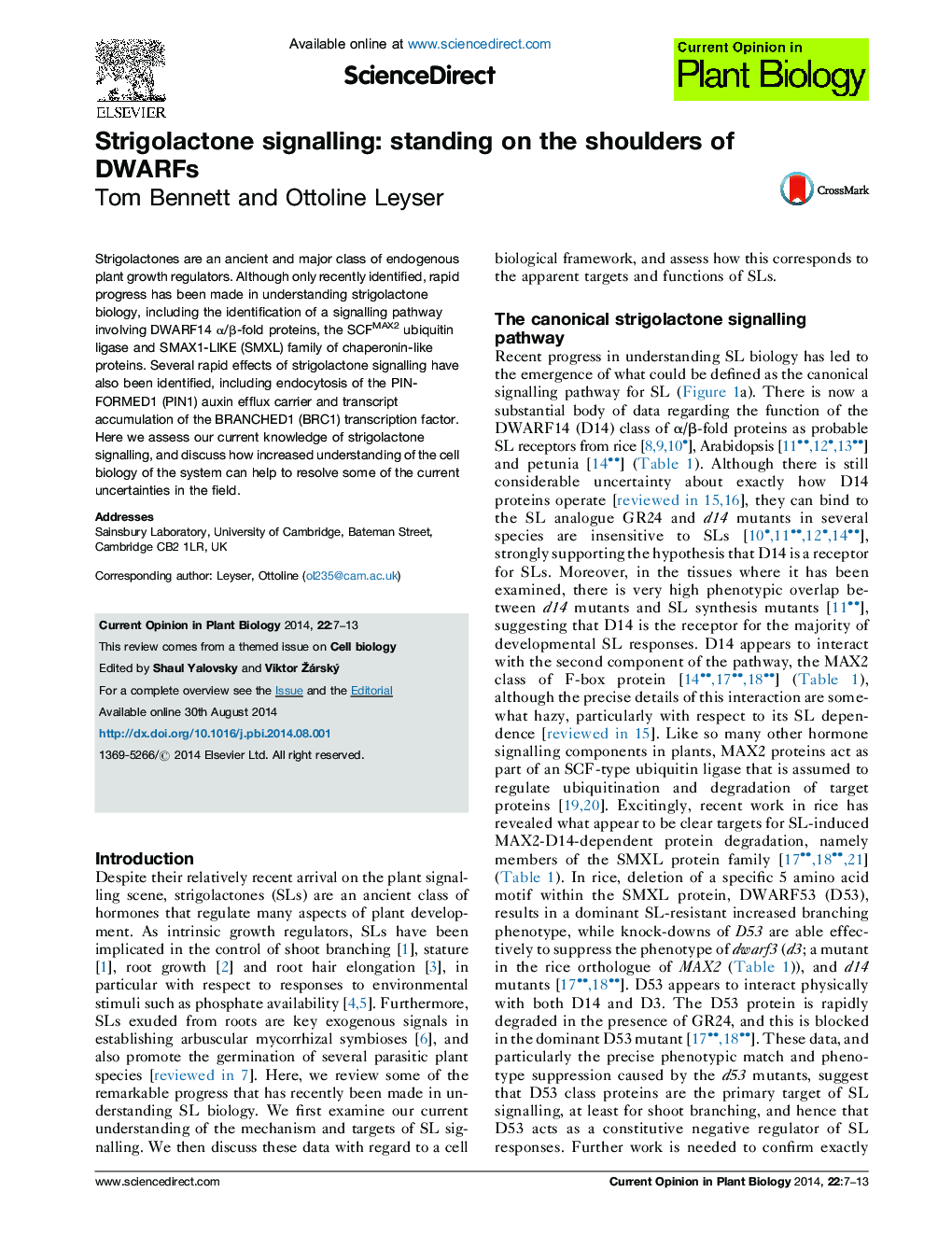 Strigolactone signalling: standing on the shoulders of DWARFs