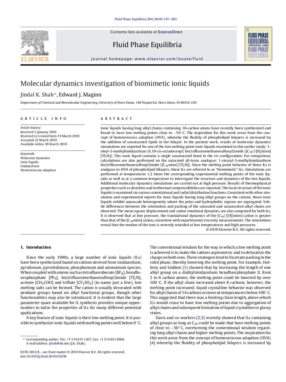 عکس صفحه اول مقاله: Molecular dynamics investigation of biomimetic ionic liquids Molecular dynamics investigation of biomimetic ionic liquids