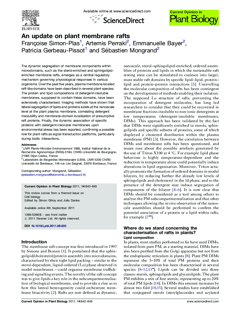 An update on plant membrane rafts
