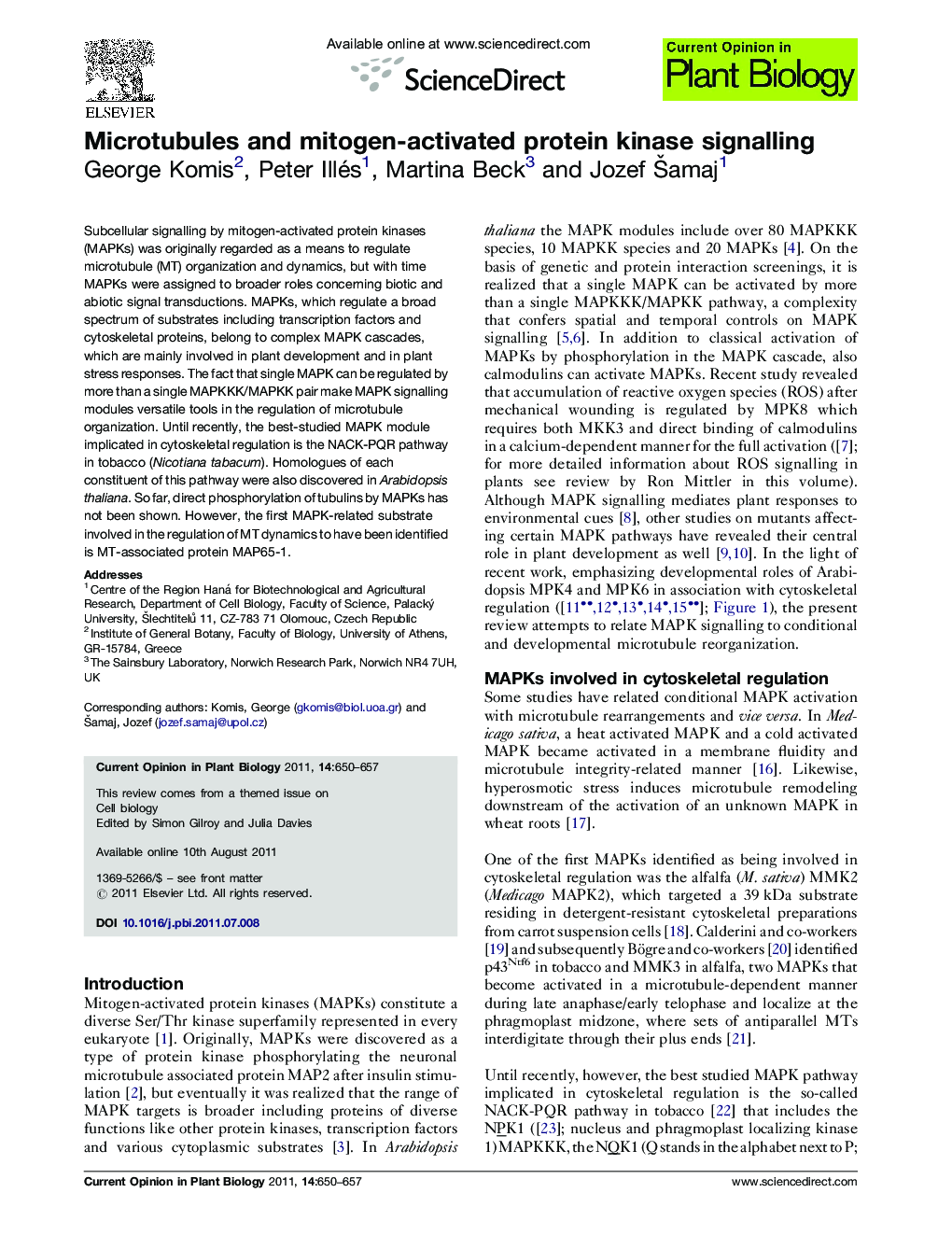 Microtubules and mitogen-activated protein kinase signalling