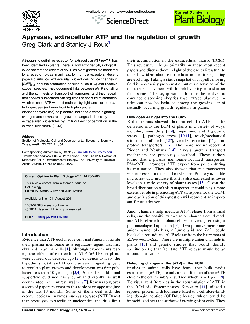Apyrases, extracellular ATP and the regulation of growth