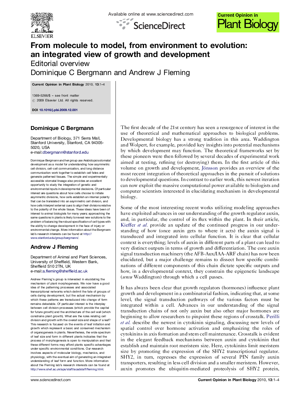 From molecule to model, from environment to evolution: an integrated view of growth and development
