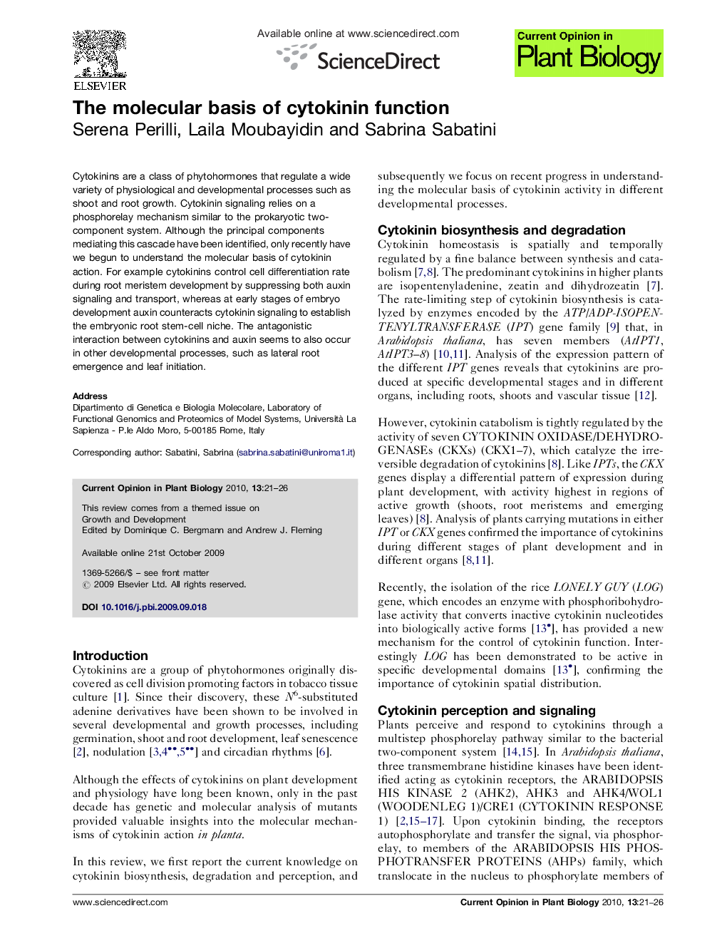 The molecular basis of cytokinin function