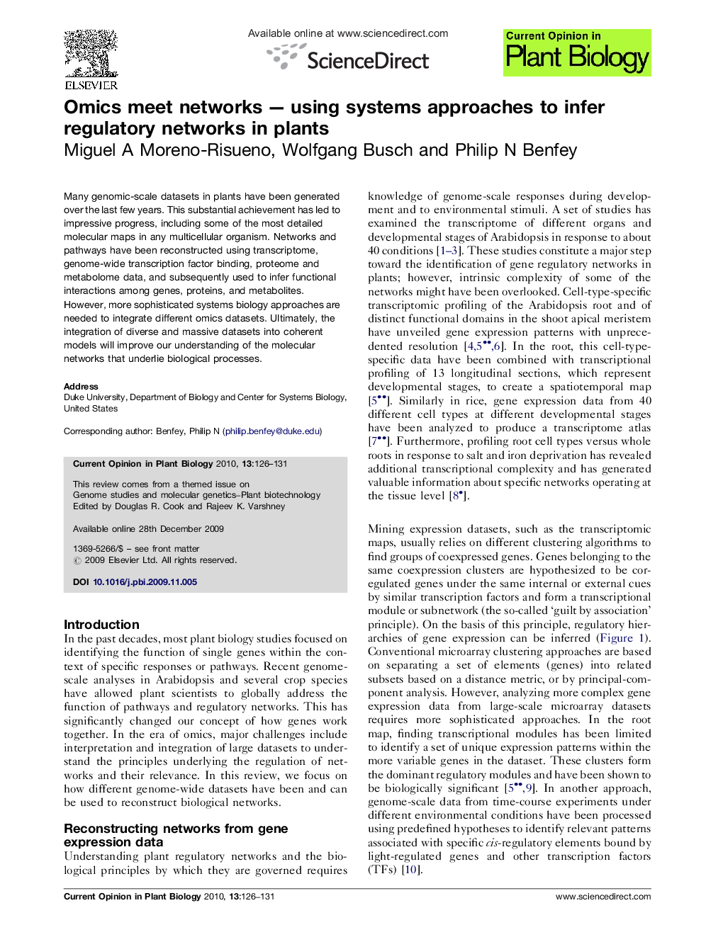 Omics meet networks — using systems approaches to infer regulatory networks in plants