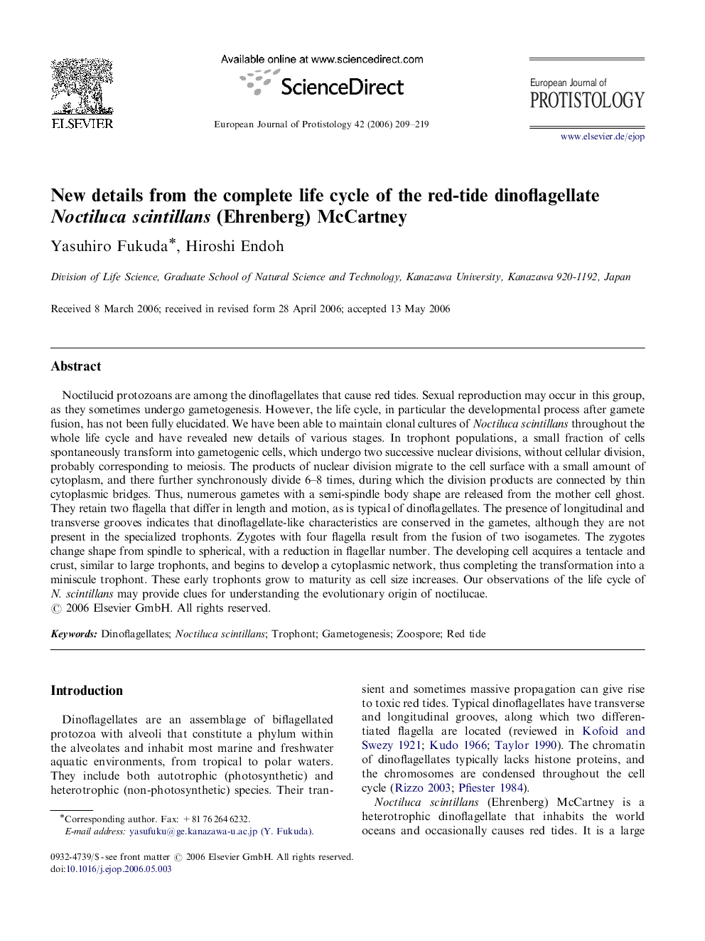 New details from the complete life cycle of the red-tide dinoflagellate Noctiluca scintillans (Ehrenberg) McCartney