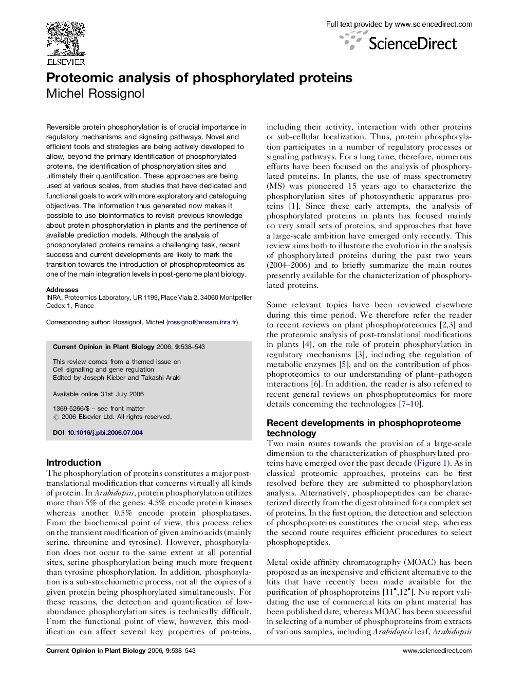 Proteomic analysis of phosphorylated proteins