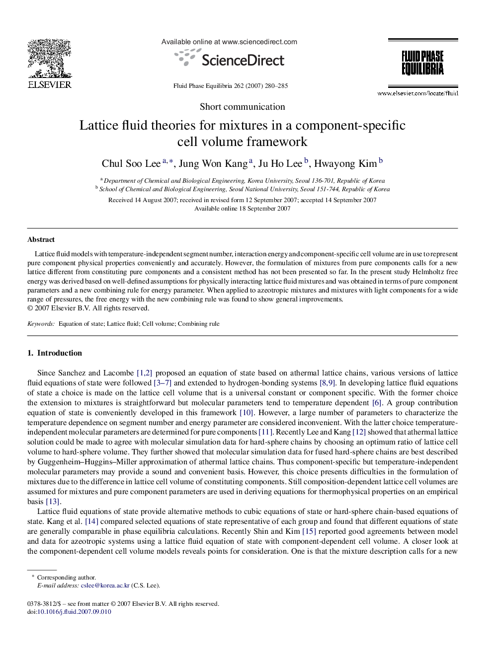 Lattice fluid theories for mixtures in a component-specific cell volume framework