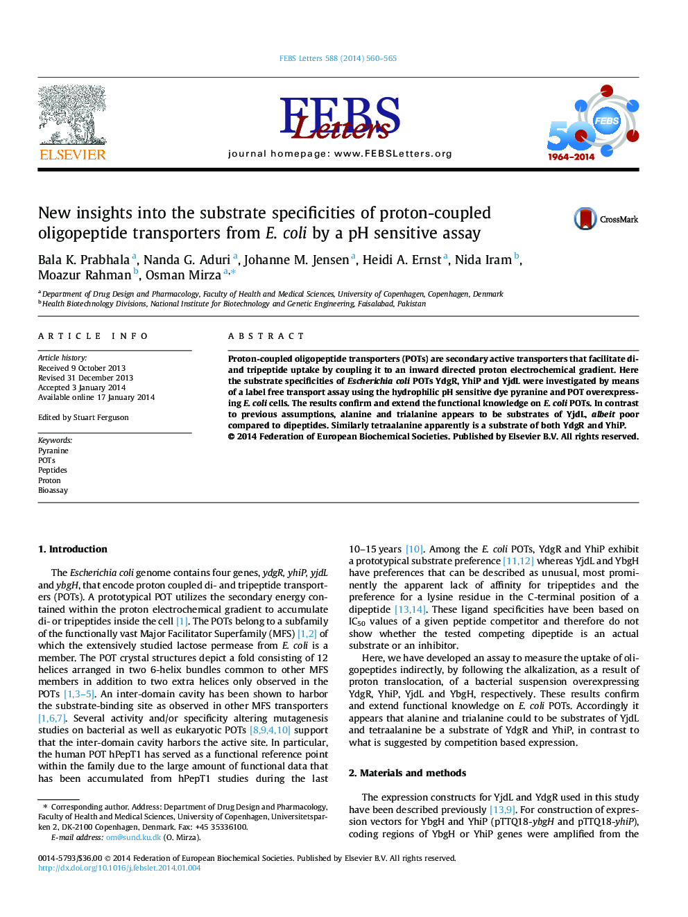 New insights into the substrate specificities of proton-coupled oligopeptide transporters from E. coli by a pH sensitive assay