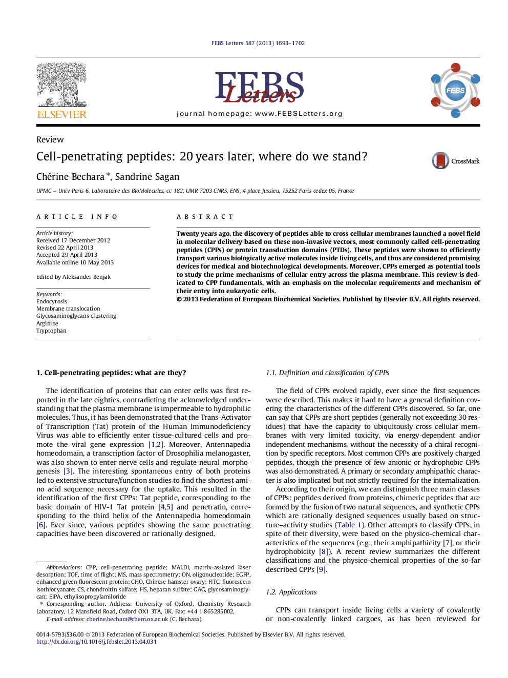 Cell-penetrating peptides: 20 years later, where do we stand?