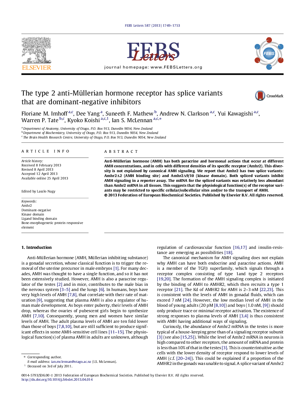 The type 2 anti-Müllerian hormone receptor has splice variants that are dominant-negative inhibitors