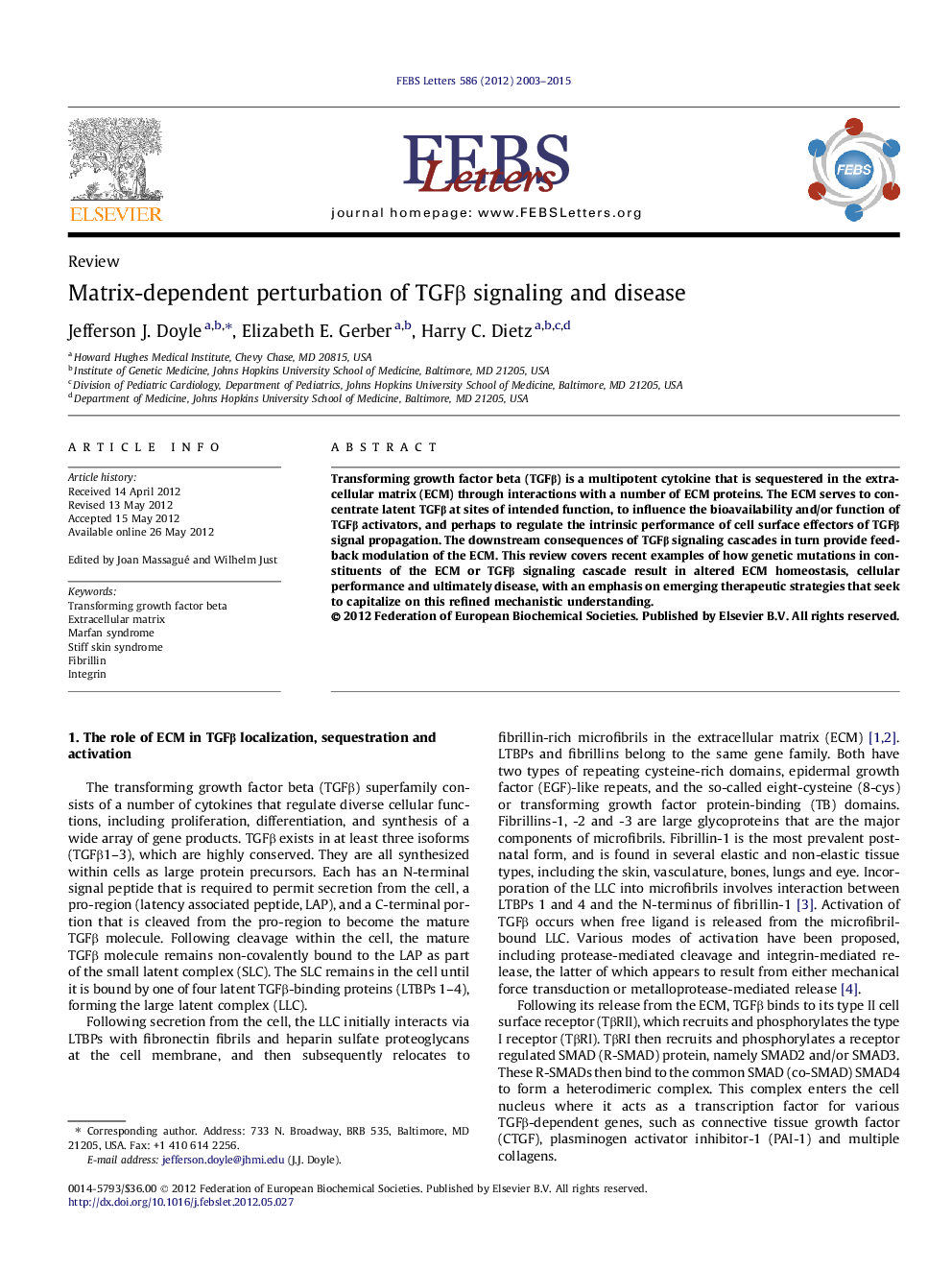 Matrix-dependent perturbation of TGFβ signaling and disease