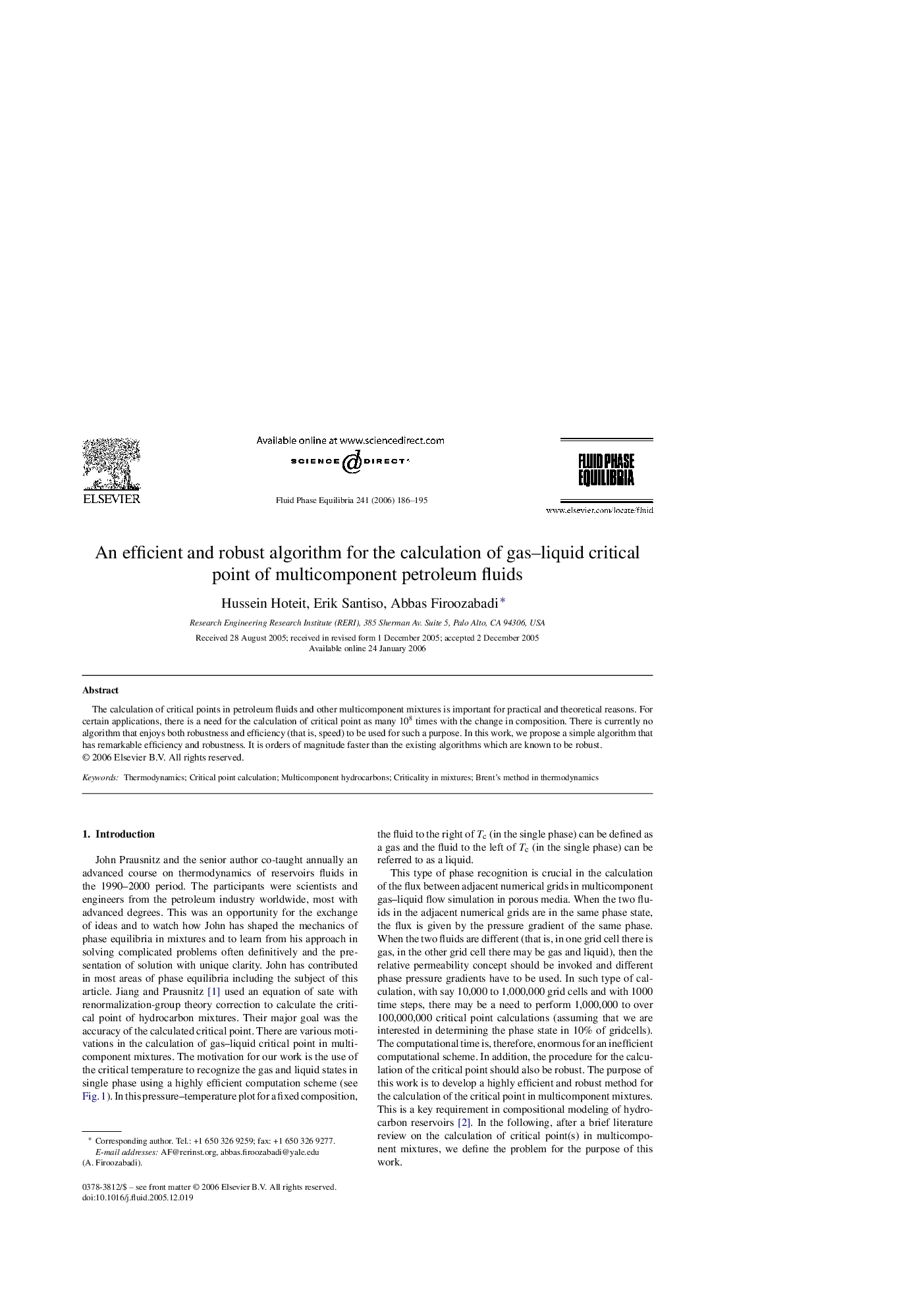 An efficient and robust algorithm for the calculation of gas–liquid critical point of multicomponent petroleum fluids