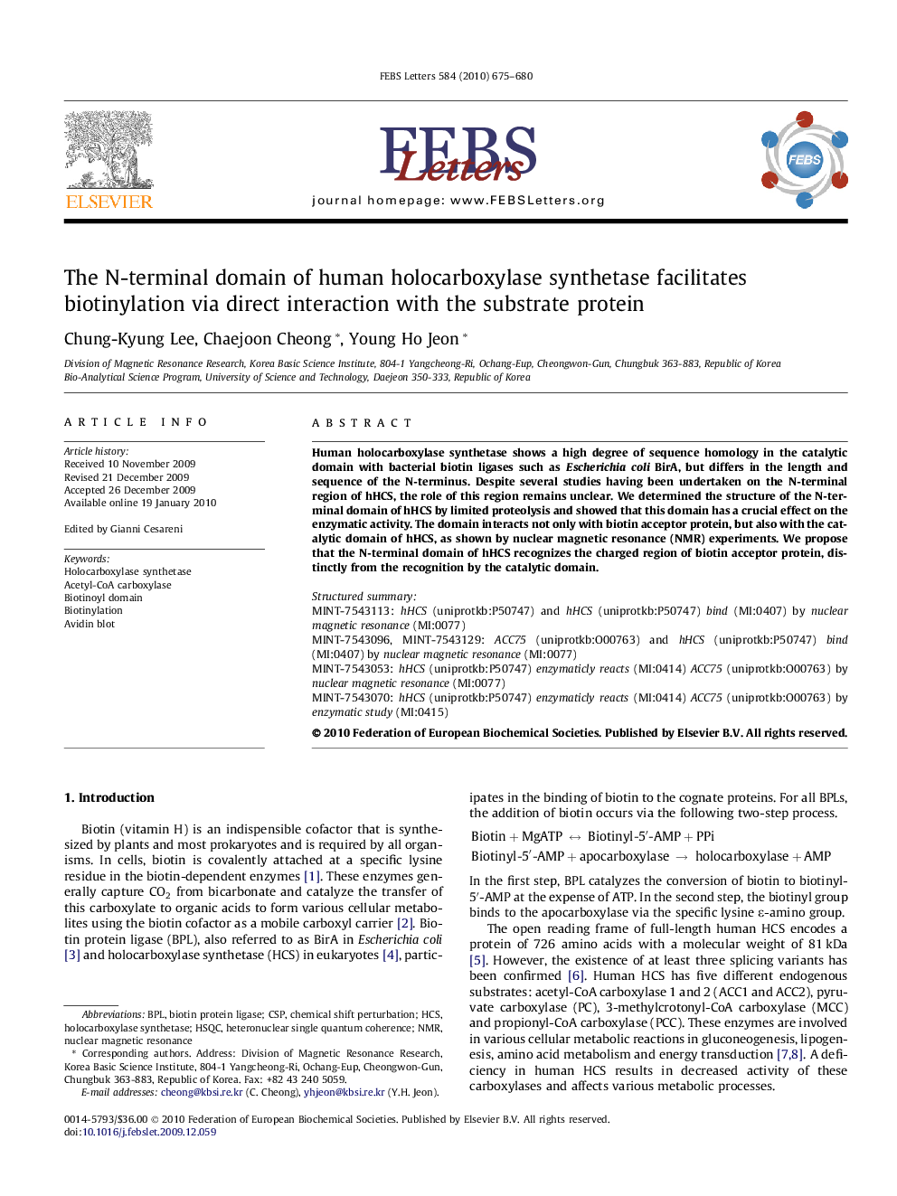 The N-terminal domain of human holocarboxylase synthetase facilitates biotinylation via direct interaction with the substrate protein