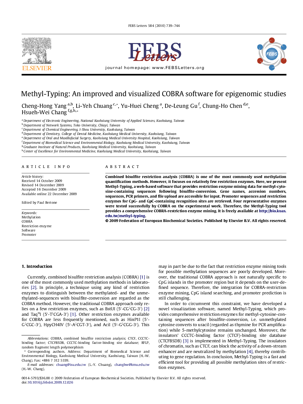 Methyl-Typing: An improved and visualized COBRA software for epigenomic studies