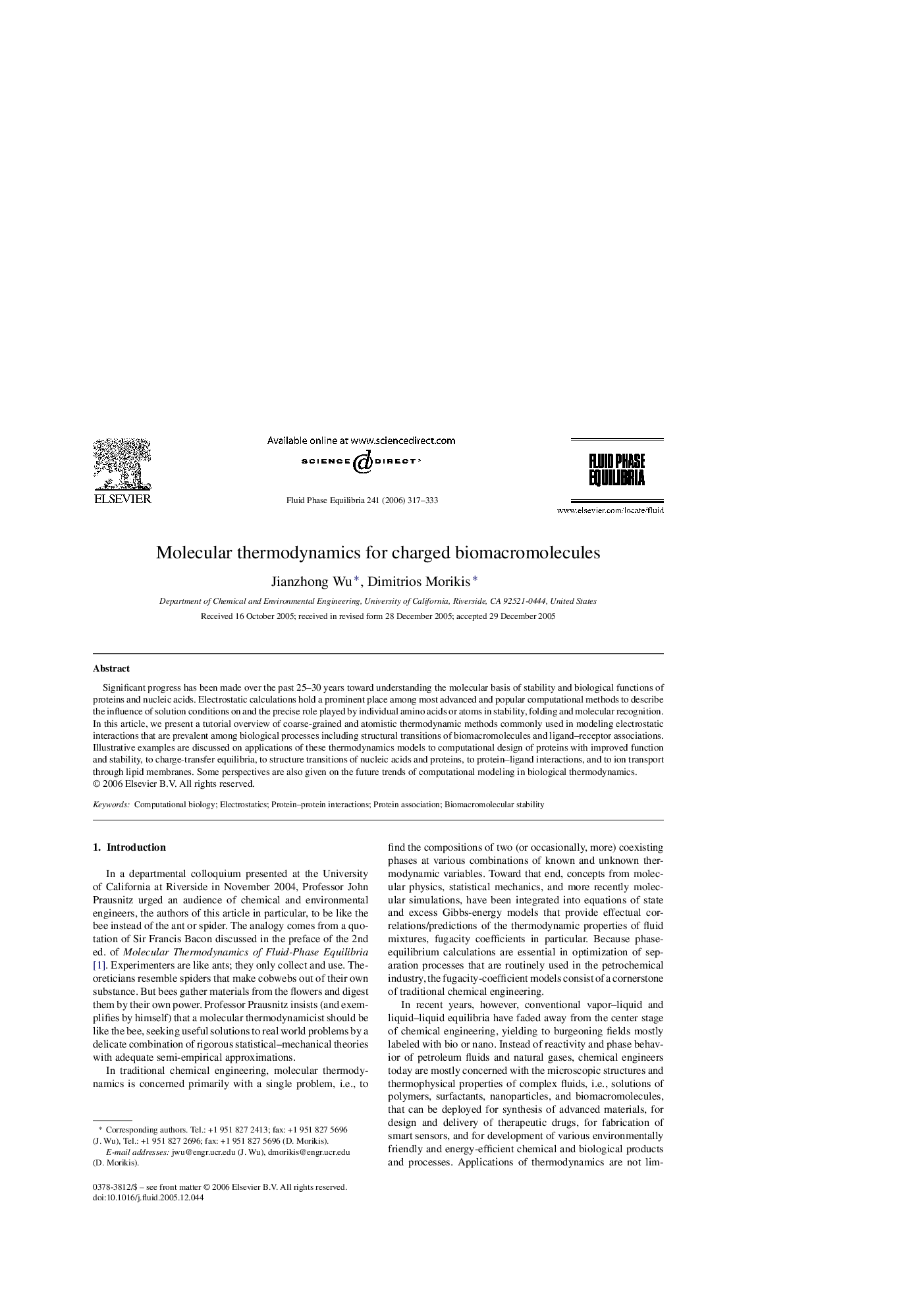 Molecular thermodynamics for charged biomacromolecules