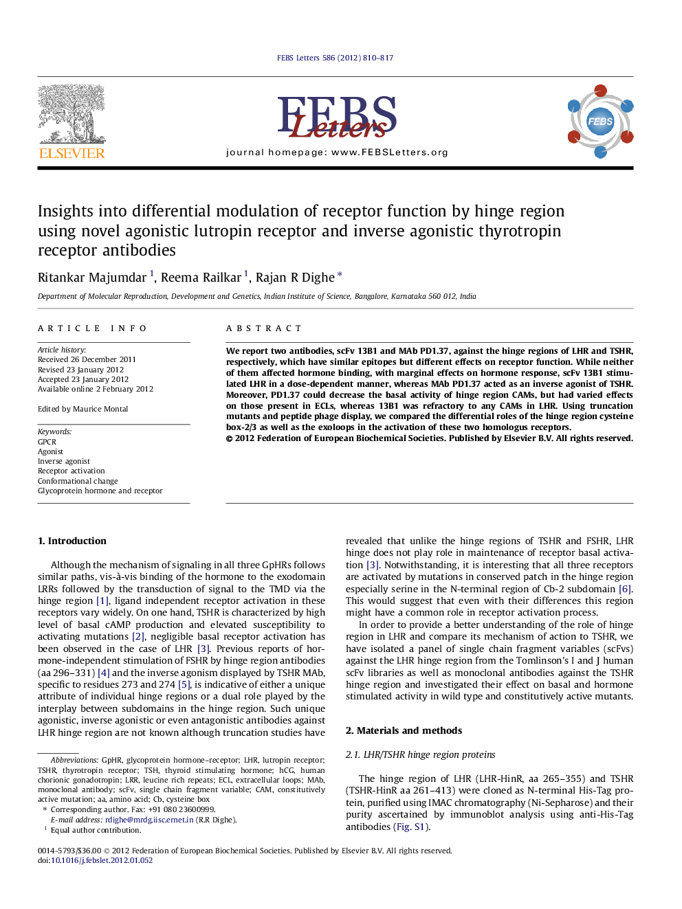 Insights into differential modulation of receptor function by hinge region using novel agonistic lutropin receptor and inverse agonistic thyrotropin receptor antibodies