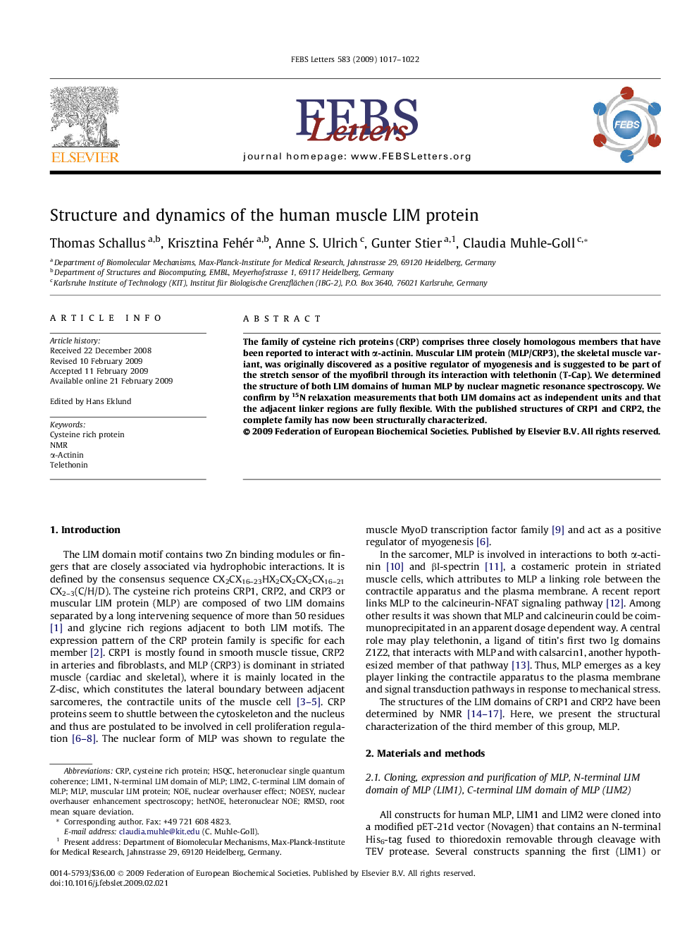 Structure and dynamics of the human muscle LIM protein