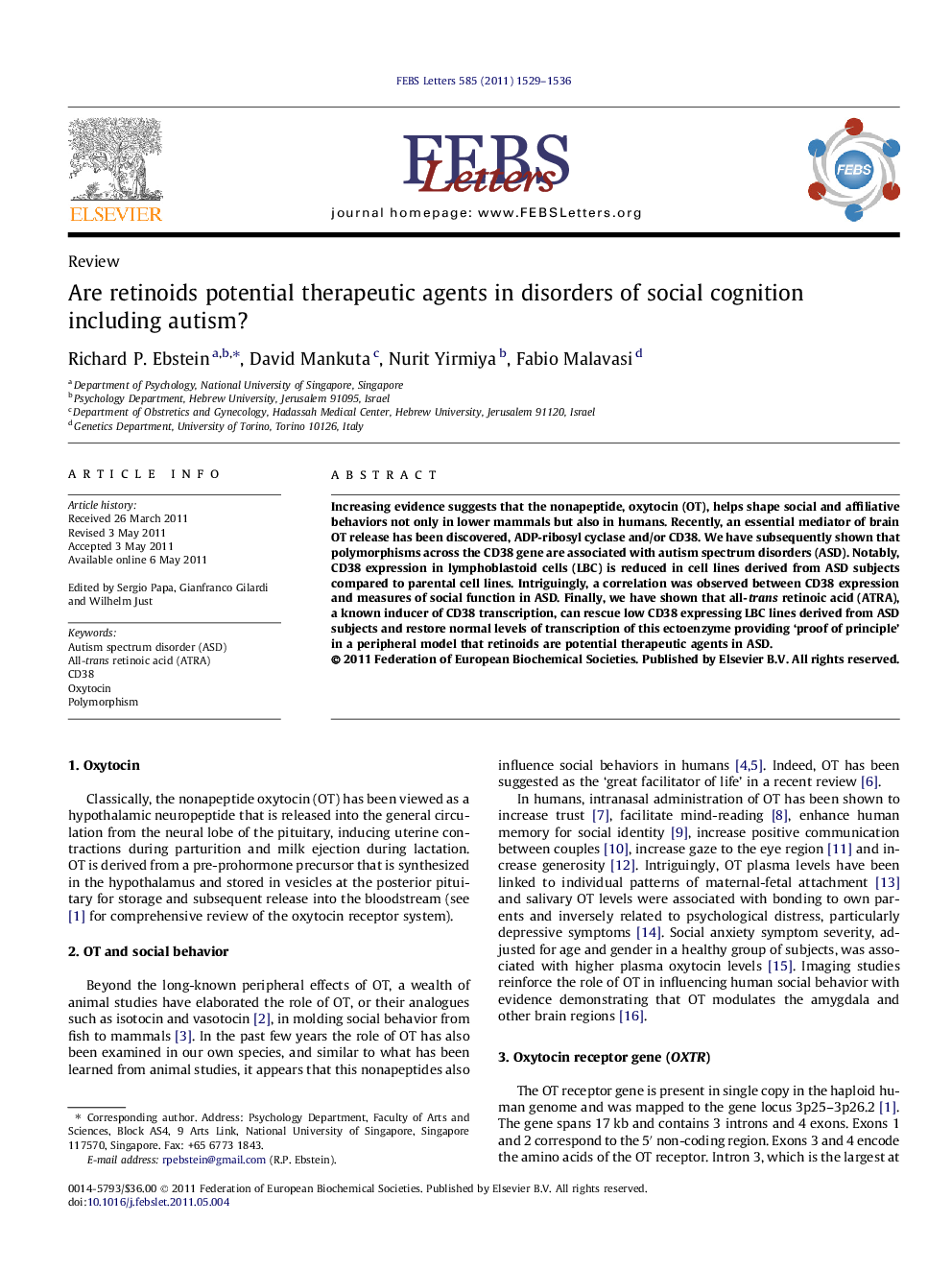 Are retinoids potential therapeutic agents in disorders of social cognition including autism?